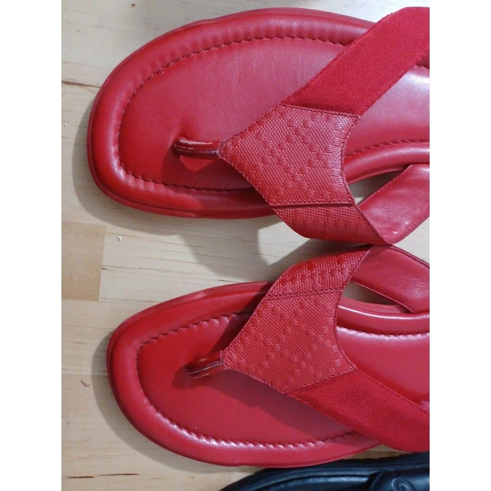 Lot Of 2 Gucci GG Black Red Leather Thong Men Sandal Slide US7.5 EU40 GUCCI/UK7G